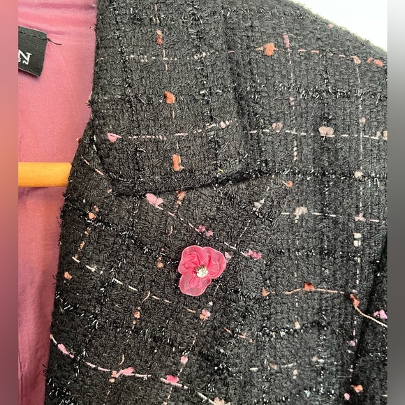 Frank Lyman Black and pink floral Tweed Jacket size 10 - Picture 4 of 6